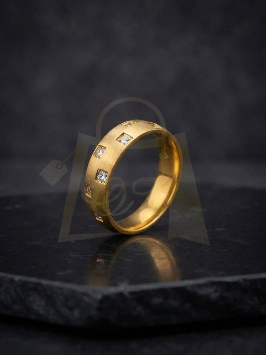 Stone Chess Ring Band