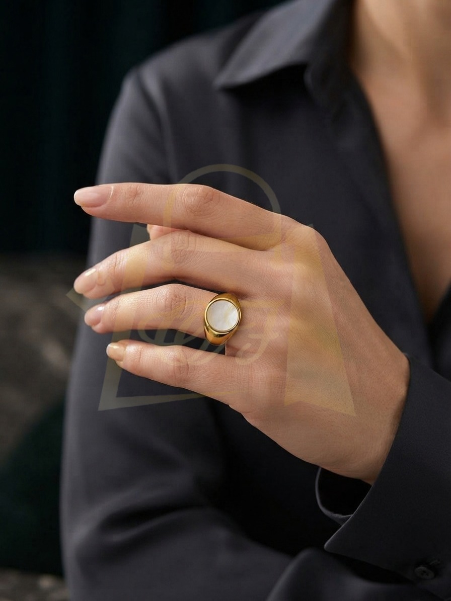 Round White Stone Ring