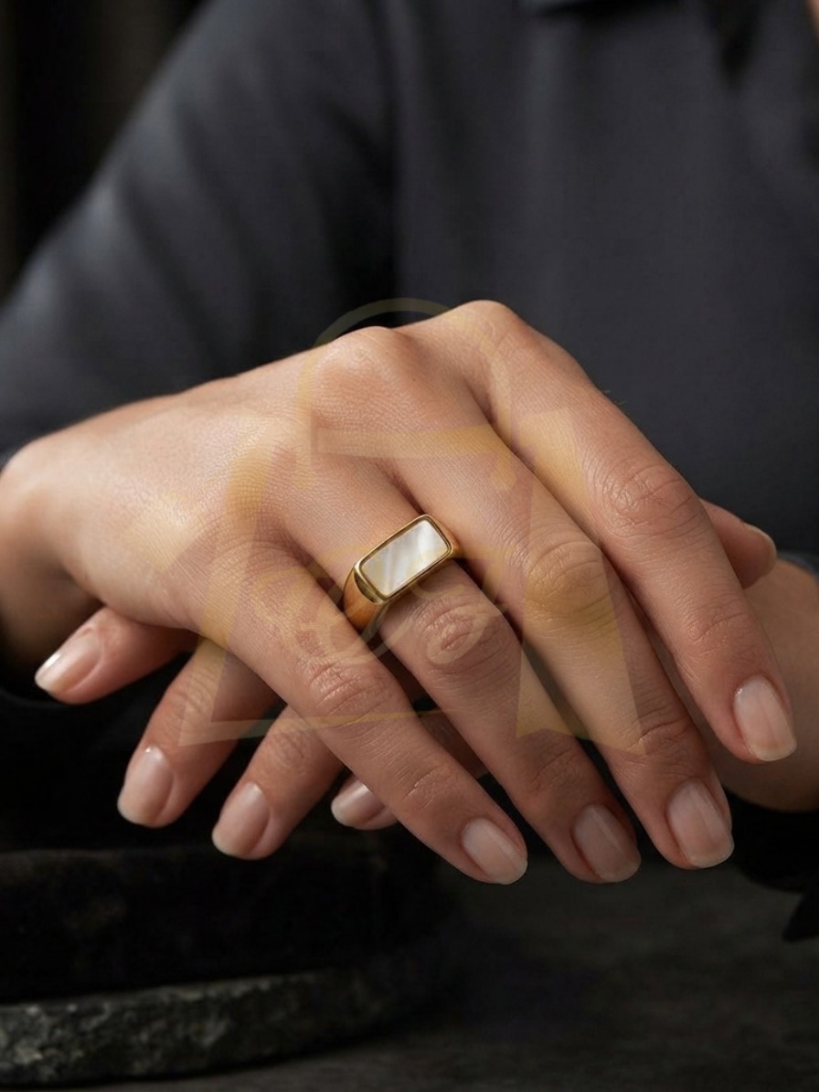 Gold plated White Stone Ring