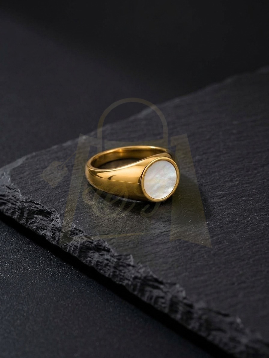 Round White Stone Ring